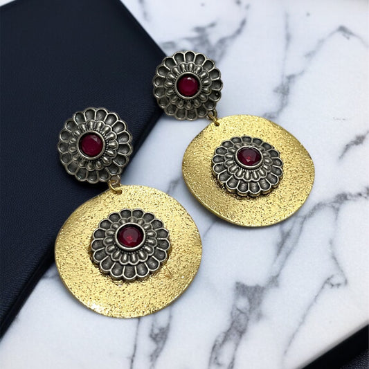Dual Tone Brass Earrings
