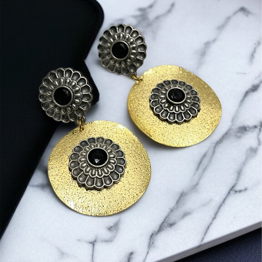 Dual Tone Brass Earrings