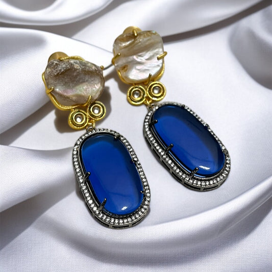 Blue Stone MOP Earrings