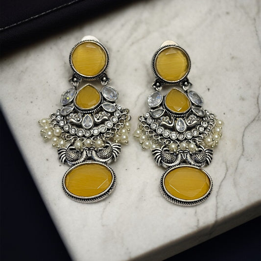Yellow Stone Dangler Earrings