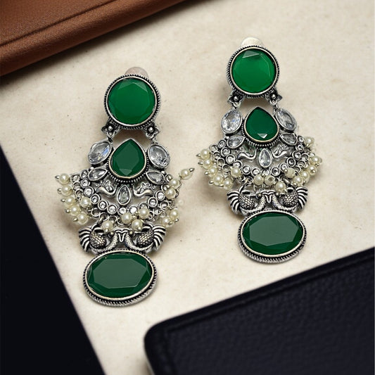 Green Stone Dangler Earrings
