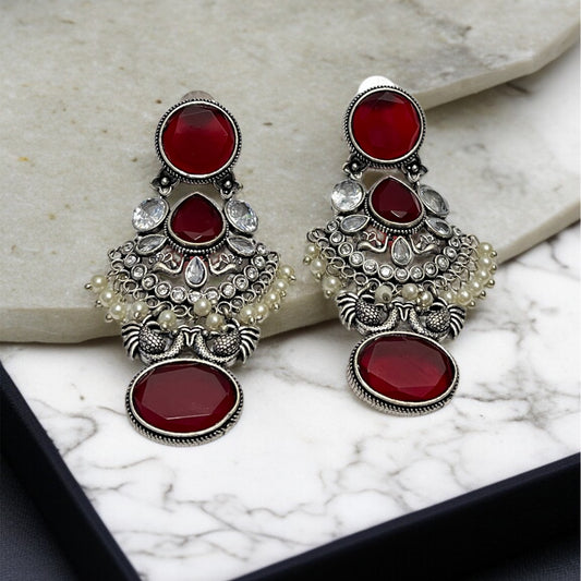 Red Stone Dangler Earrings