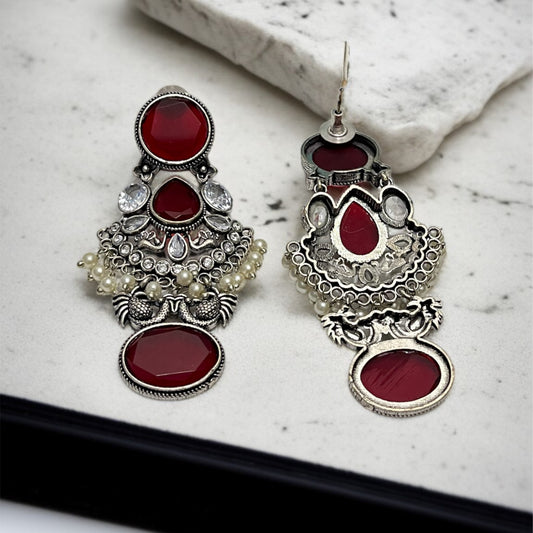 Red Stone Dangler Earrings