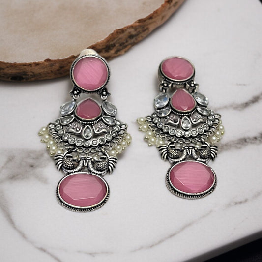 Pink Stone Dangler Earrings