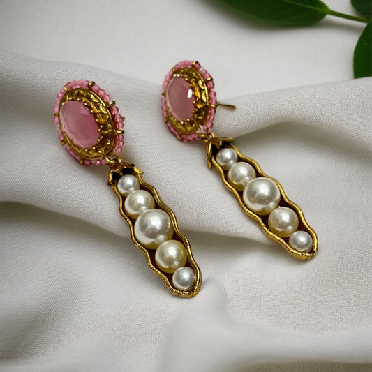 Pink Pearl Drop Earrings
