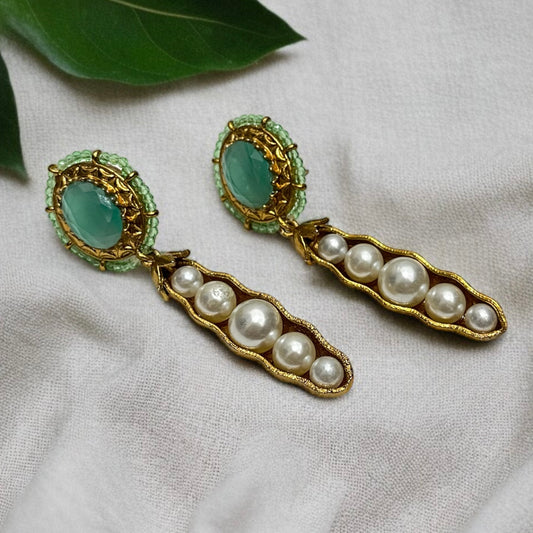 Mint Pearl Drop Earrings