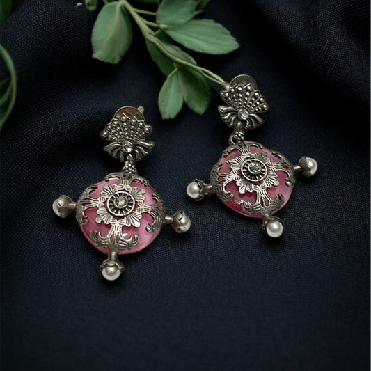 Pink Stone Drop Earrings