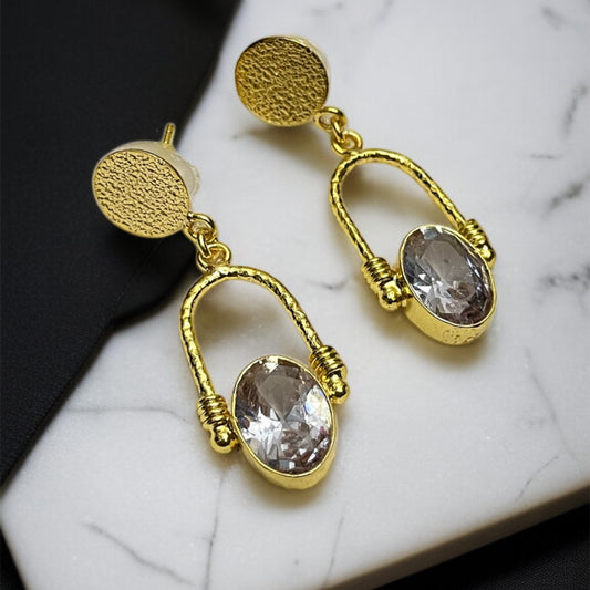 Crystal White Stone Drop Earrings