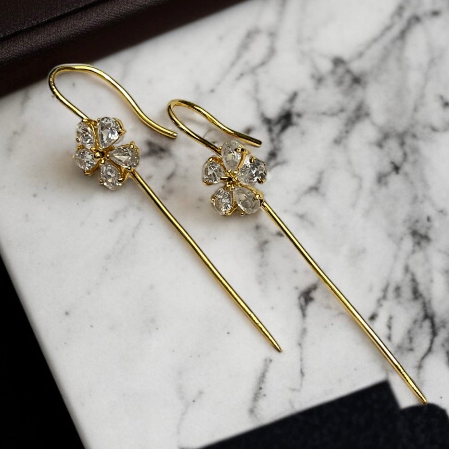 Crystal Moon Sui Dhaga Earrings
