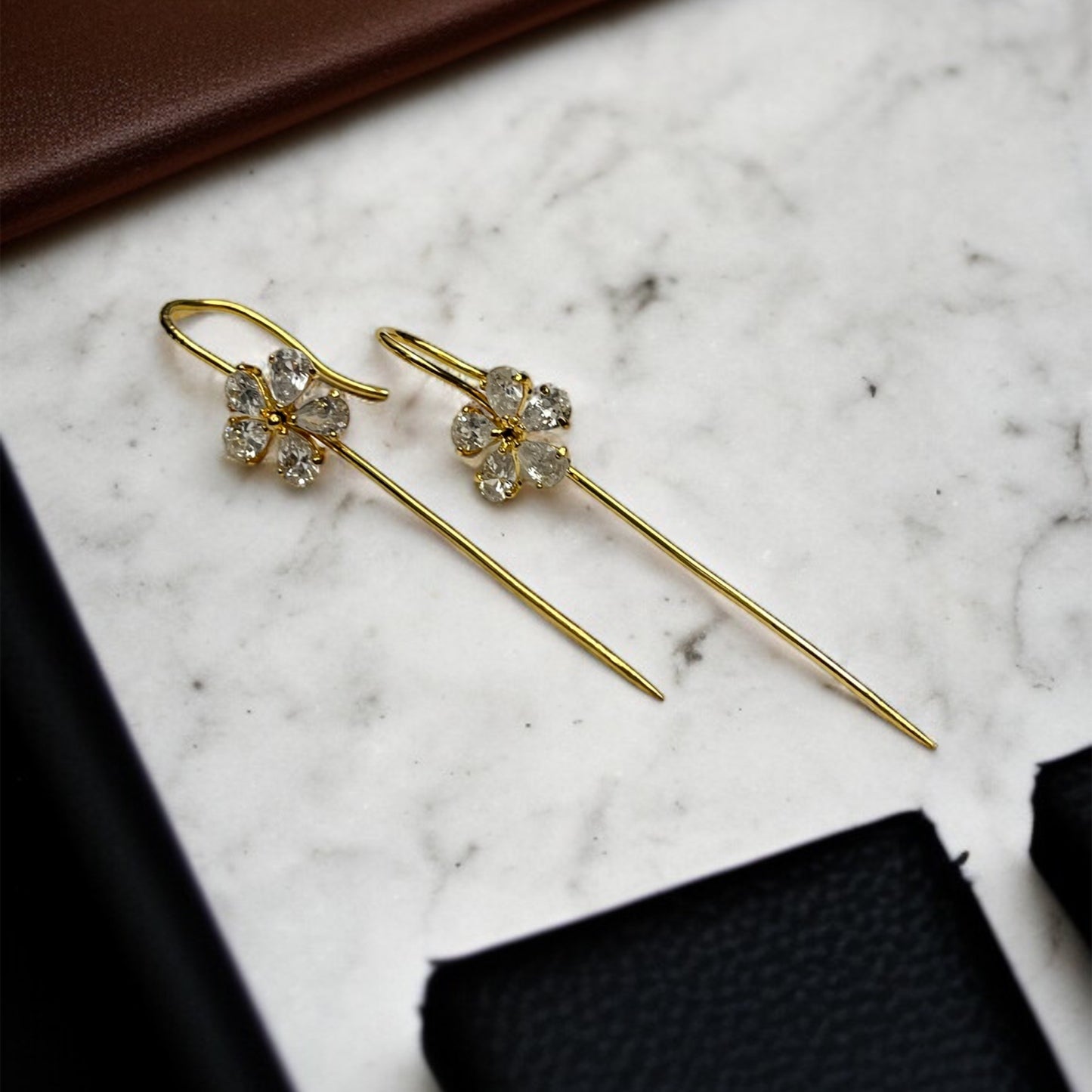 Crystal Moon Sui Dhaga Earrings