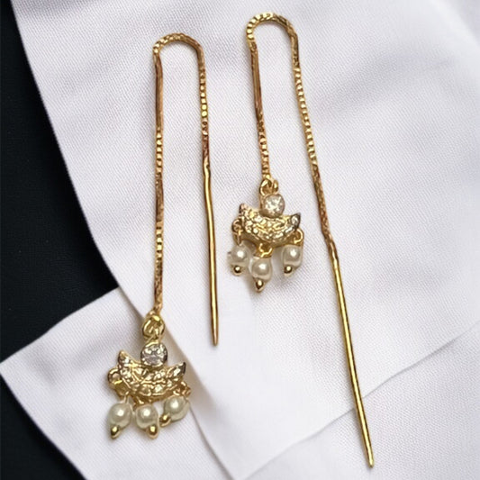Crystal Moon Sui Dhaga Earrings