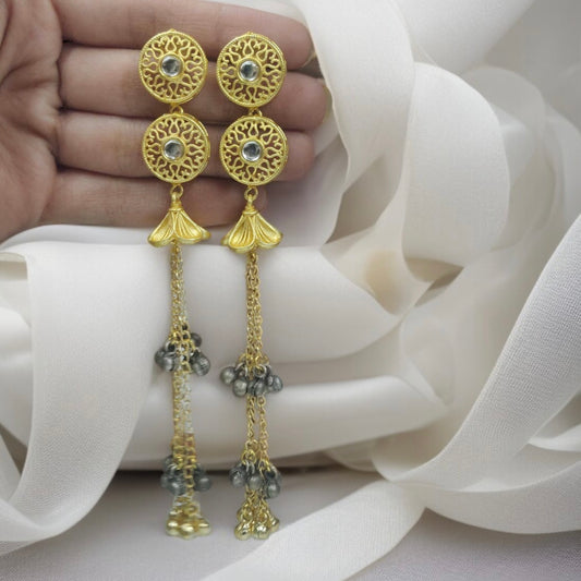 Dual Tone Kashmiri Drop Earrings