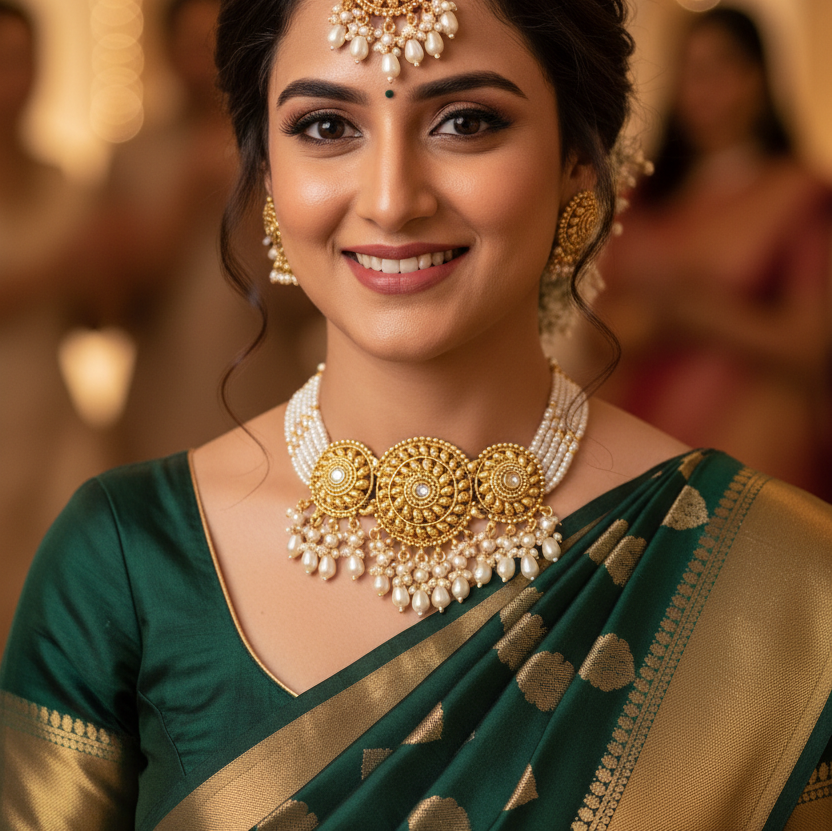 Pearl & Gold Necklace Set