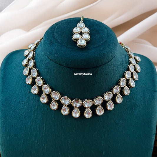 White Stone Necklace Set