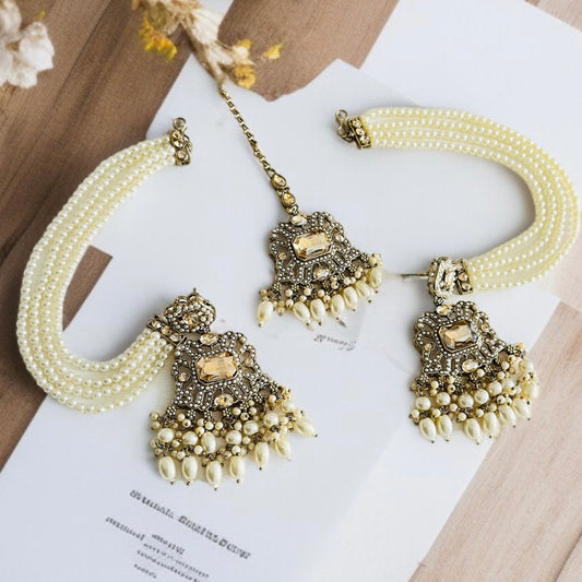 Earring With Hair Chain Earrings and Tikka