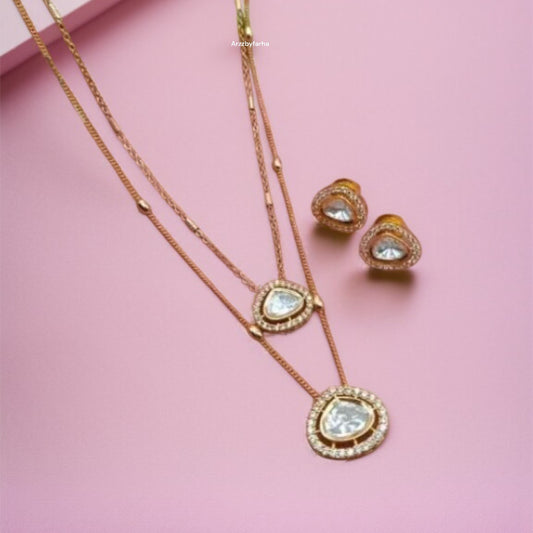Moissanite Double Layered Necklace Set