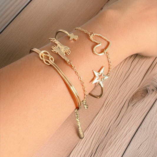 Set of 4 Chain andFront Open Bracelet