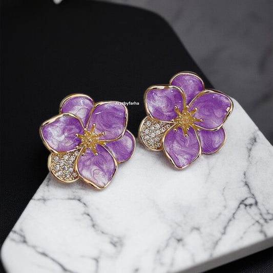 Lavender Flower Studs Earrings