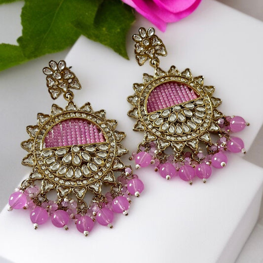 Kundan Beads Drop Earrings