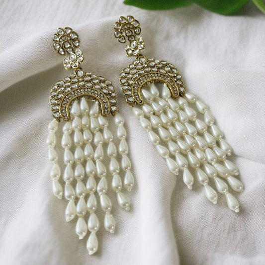Pearl Chandbali Drop Earrings