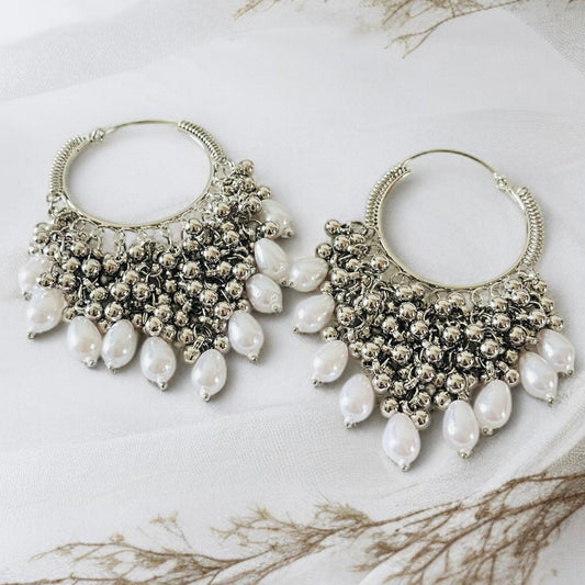 Beaded Ghunghroo Hoop Earrings