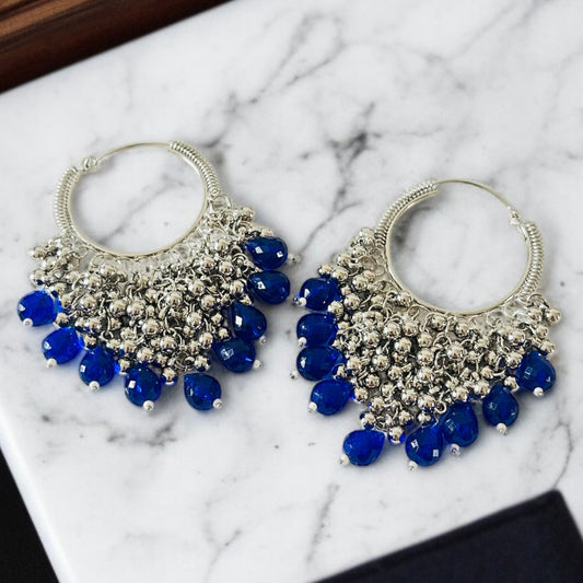 Beaded Ghunghroo Hoop Earrings