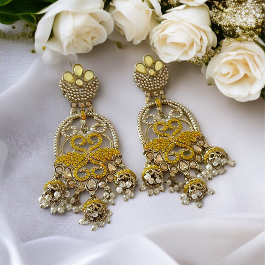 Kundan Drop Jhumki Earrings