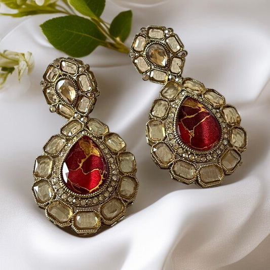 Rainbow Stone Kundan Earrings