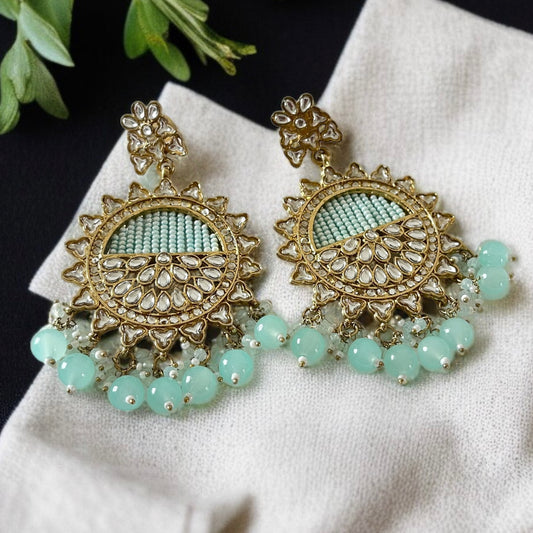 Kundan Beads Drop Earrings