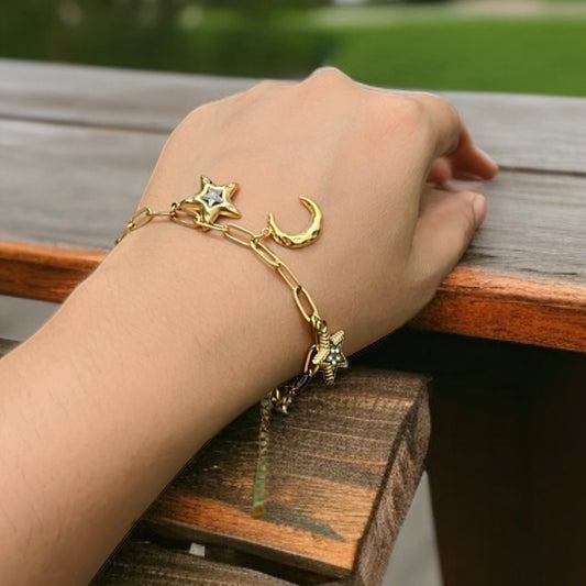 Moon Stars Chain Bracelet
