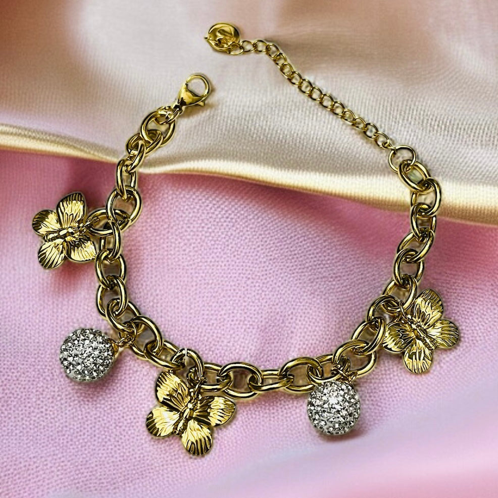 Gold & Silver Charms Chain Bracelet