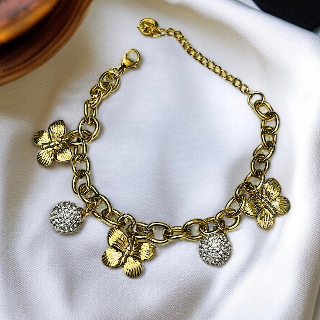 Gold & Silver Charms Chain Bracelet
