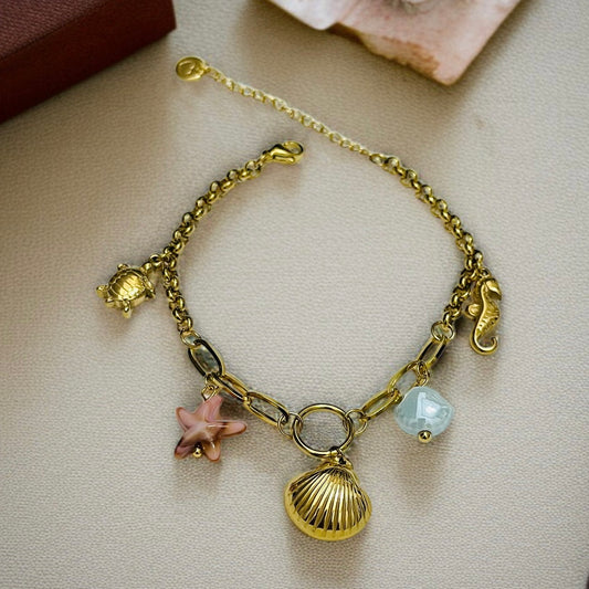 Pink & Blue Charms Chain Bracelet