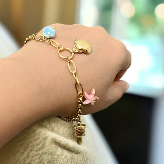 Pink & Blue Charms Chain Bracelet