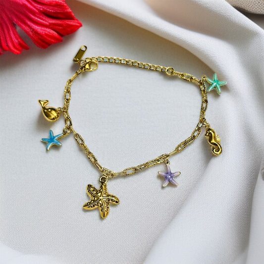 Star Fish Charms Chain Bracelet
