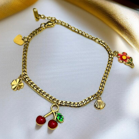 Cherry Charms Chain Bracelet