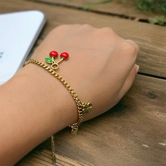Cherry Charms Chain Bracelet