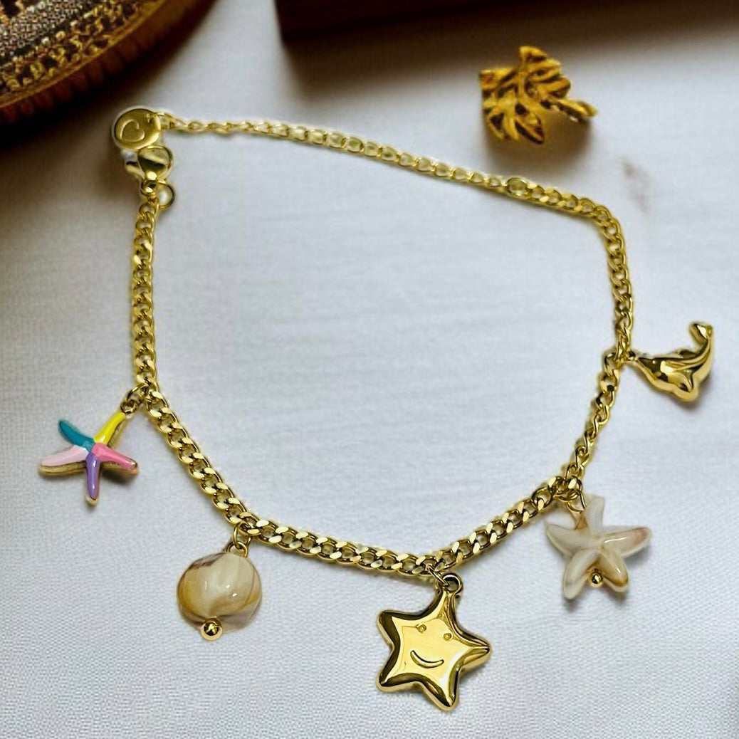 Multicolor Star Charms Chain Bracelet