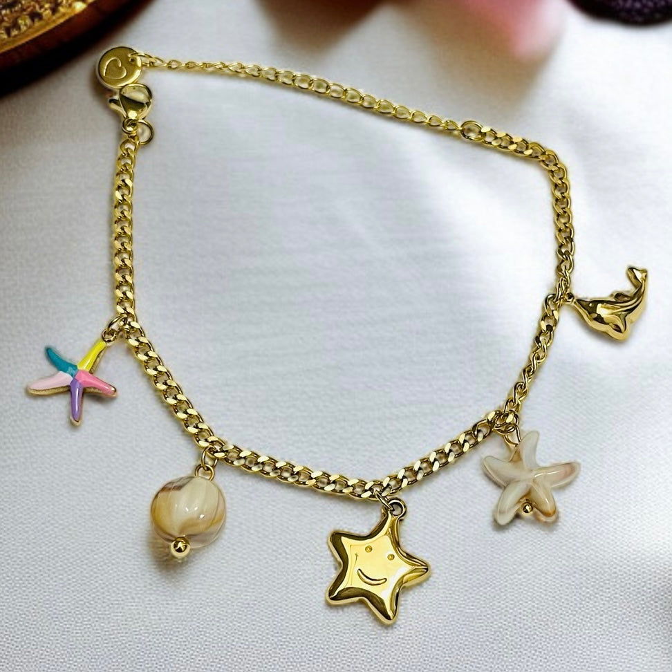 Multicolor Star Charms Chain Bracelet