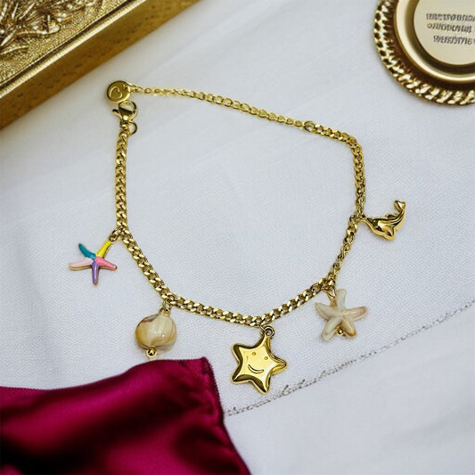 Multicolor Star Charms Chain Bracelet