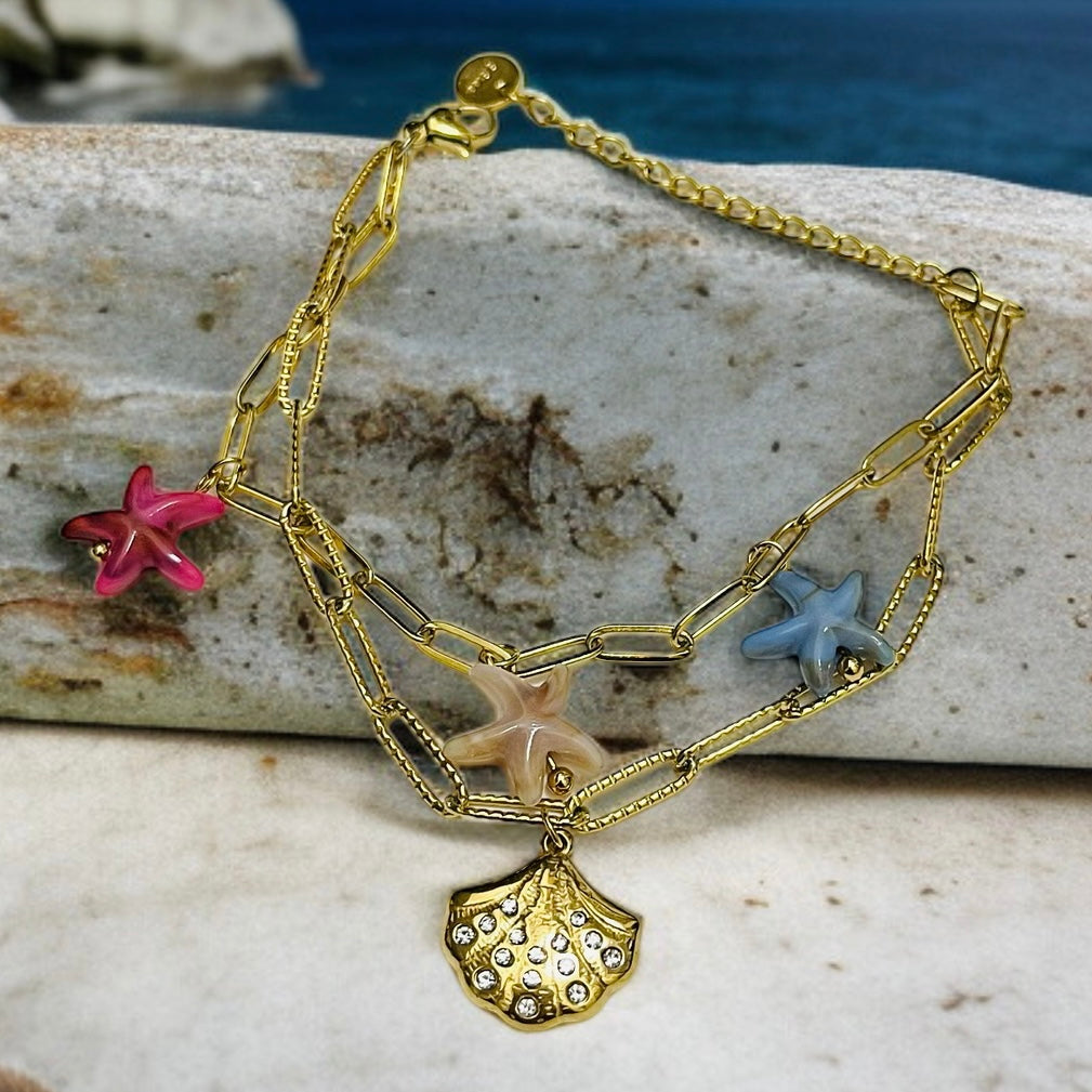 Star Sheel Charms Chain Bracelet