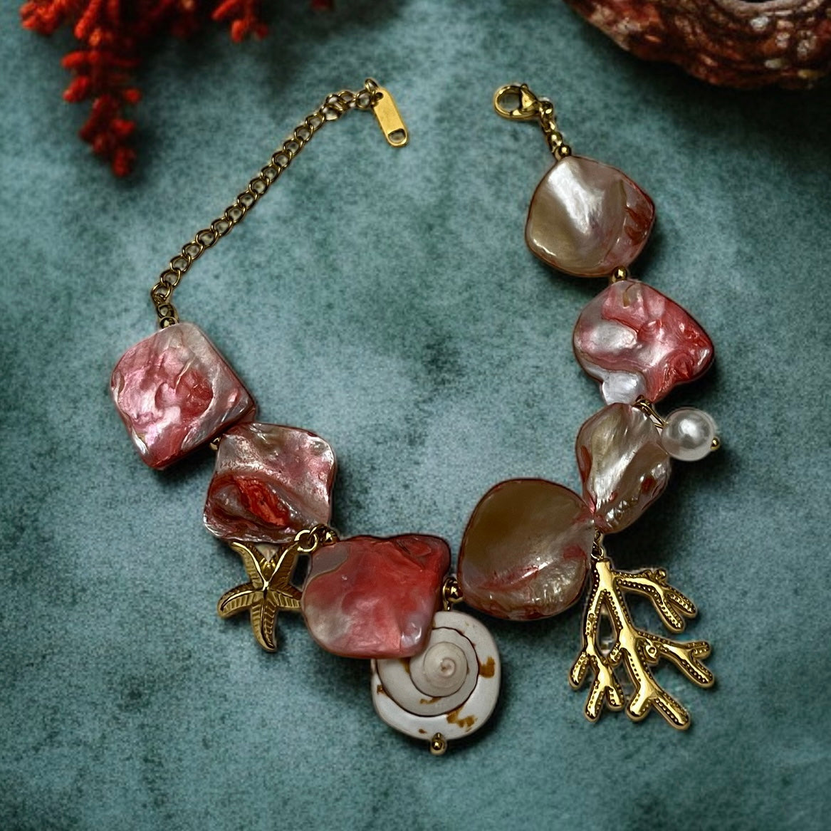 Gold Charms MOP Bracelet