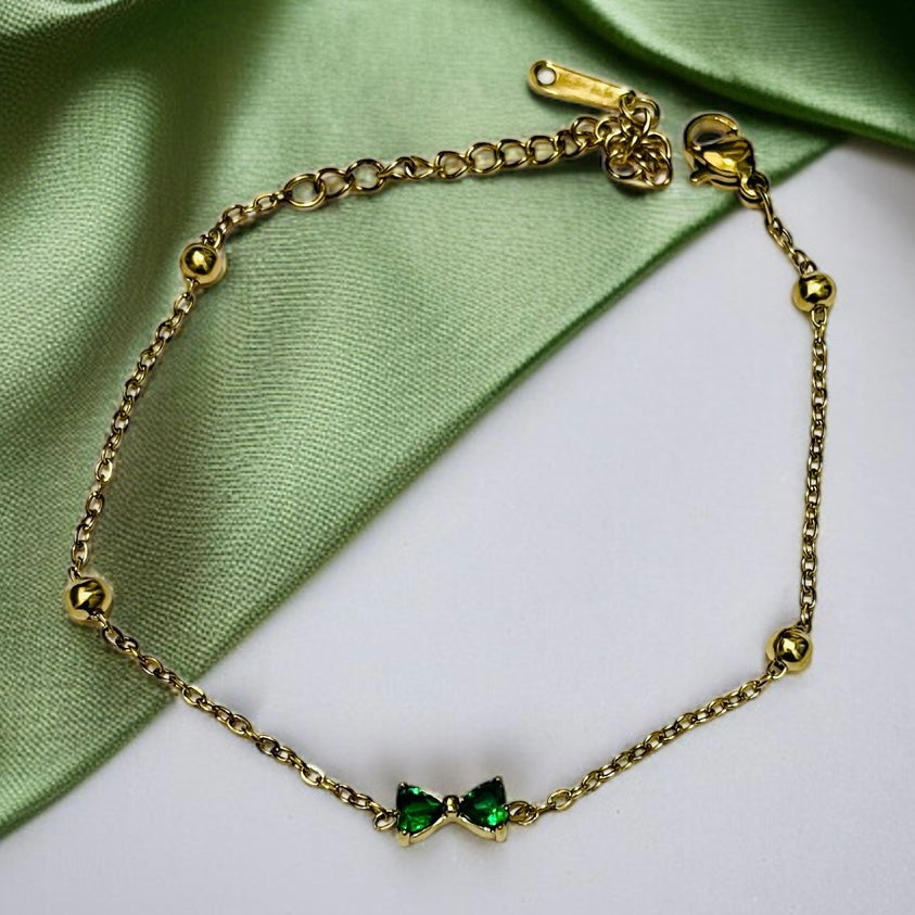 Green Bow Chain Bracelet