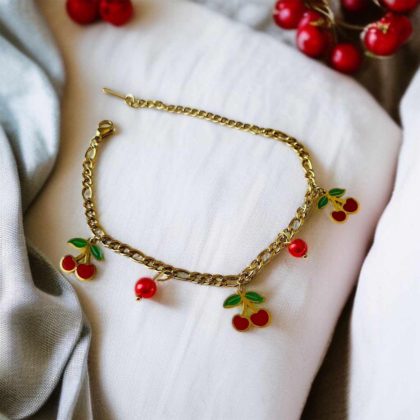 Cherry Charms Chain Bracelet