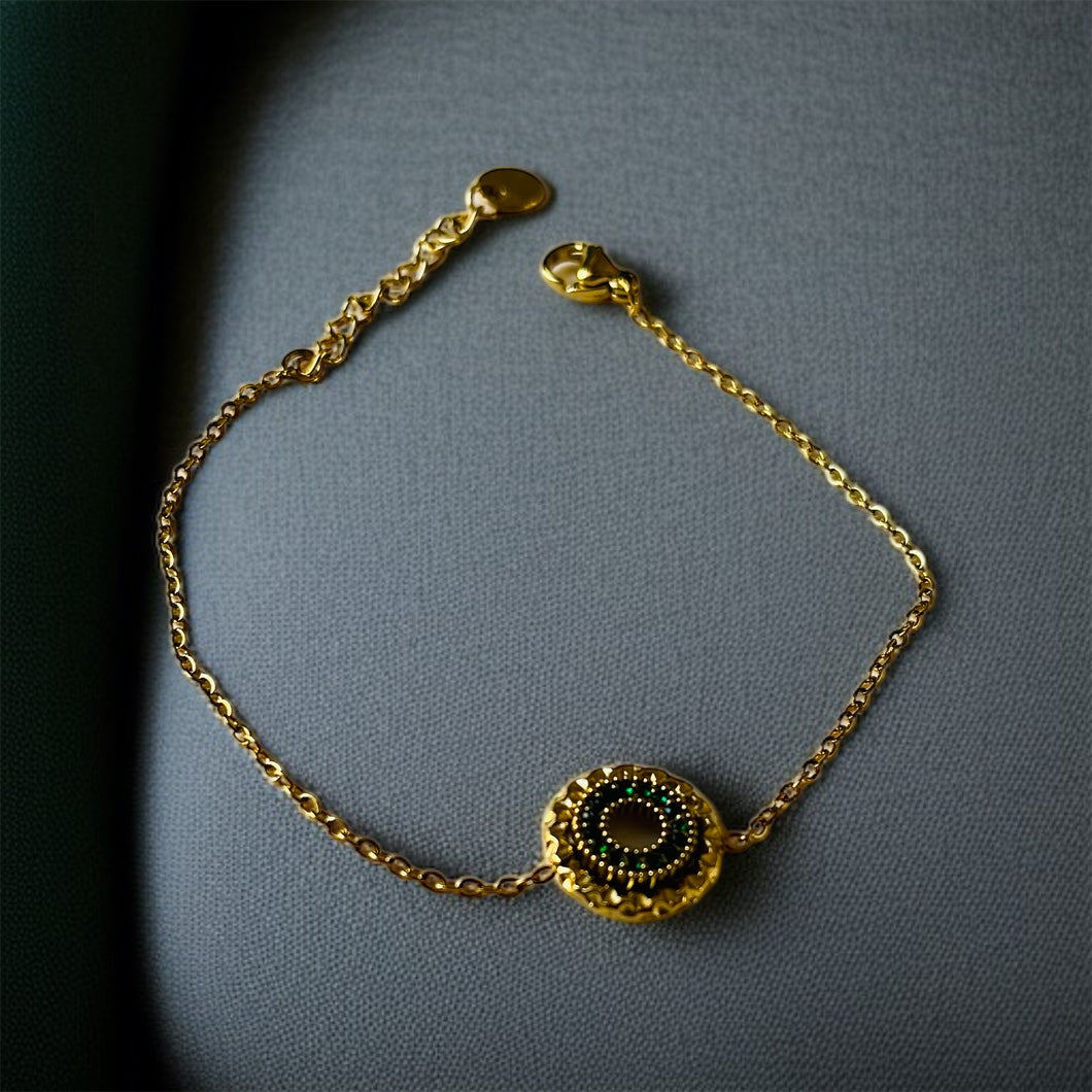 Green Stone Chain Bracelet