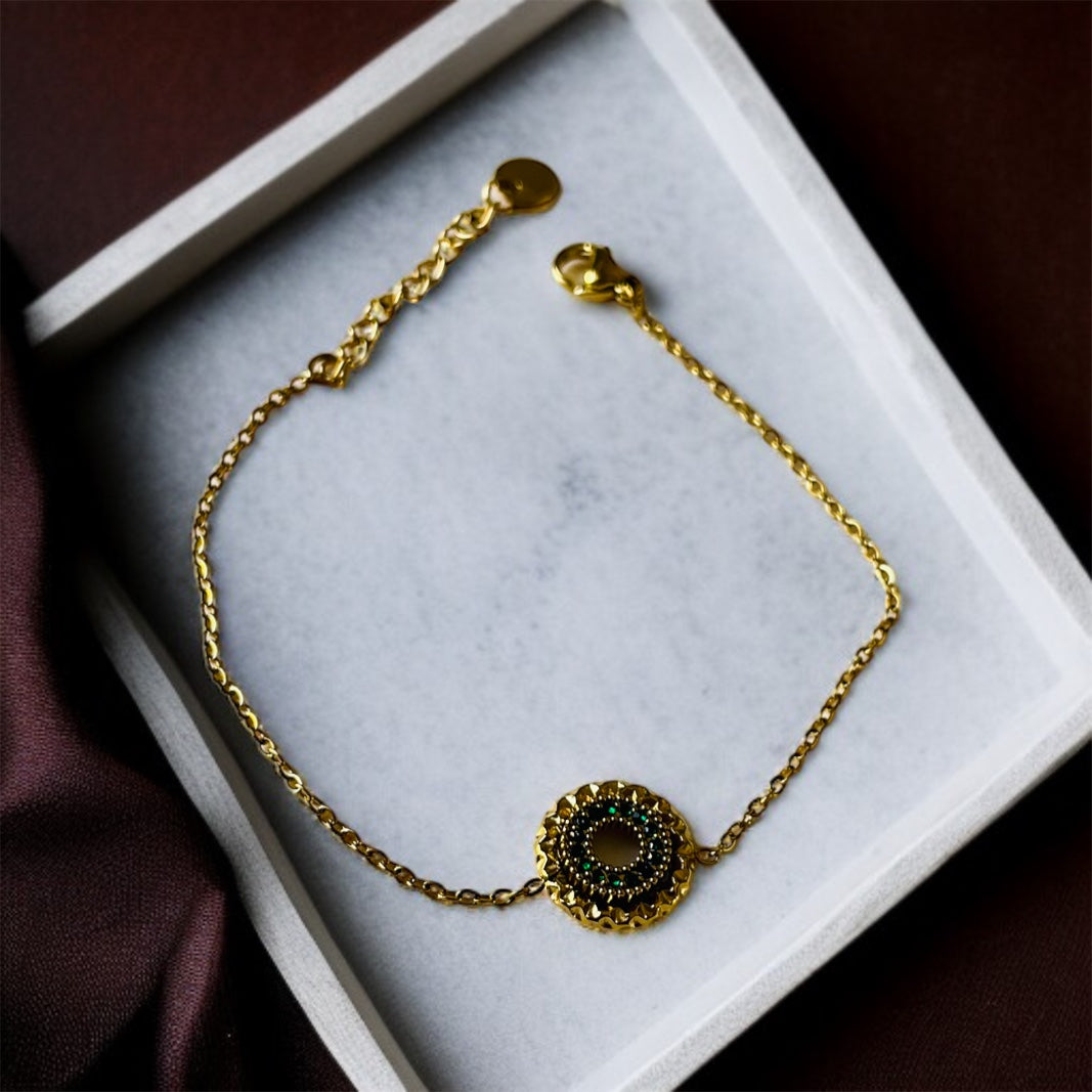 Green Stone Chain Bracelet