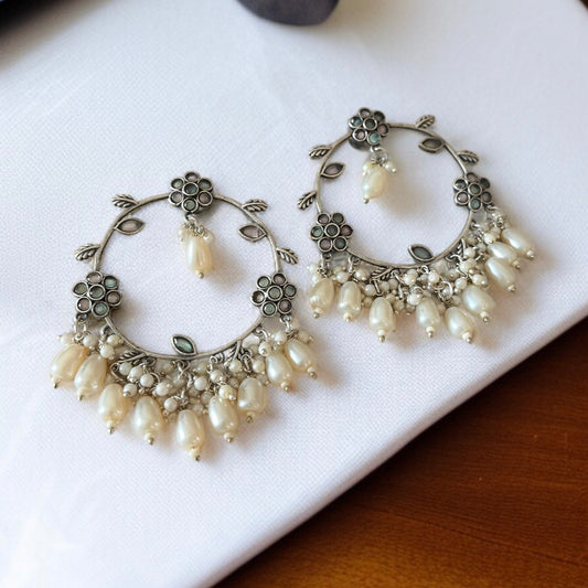 Pearl Designer Hoop Earrings