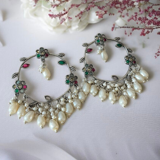 Pearl Designer Hoop Earrings
