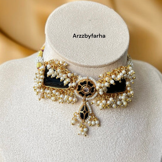 Black Stone Necklace Set