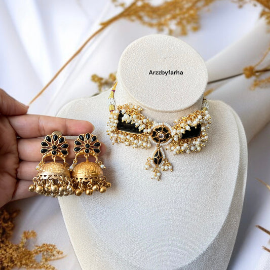 Black Stone Necklace Set